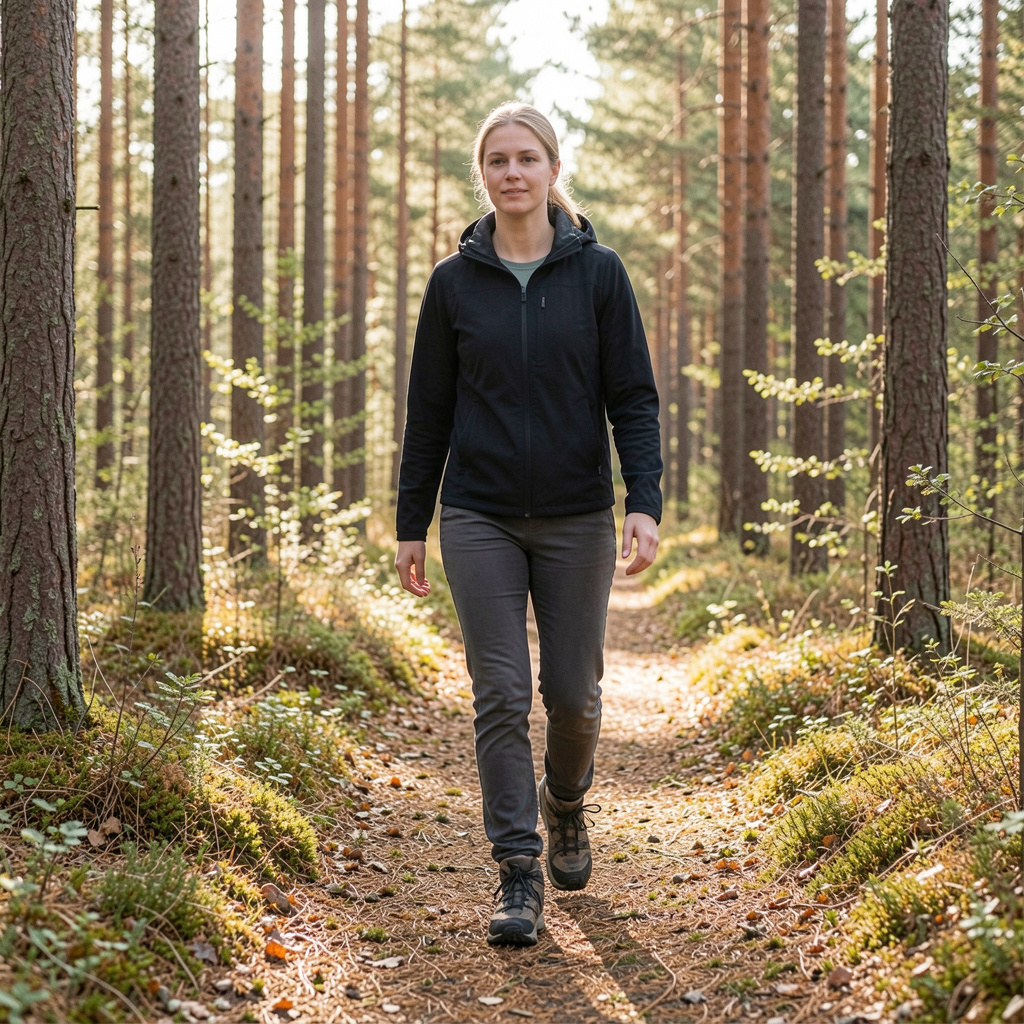 Henkilö nauttii ulkoaktiviteetista suomalaisessa luonnossa